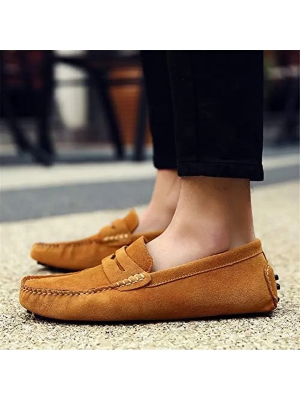 Stylish Men's Suede Leather Penny Loafers | Comfortable Moccasin Slippers